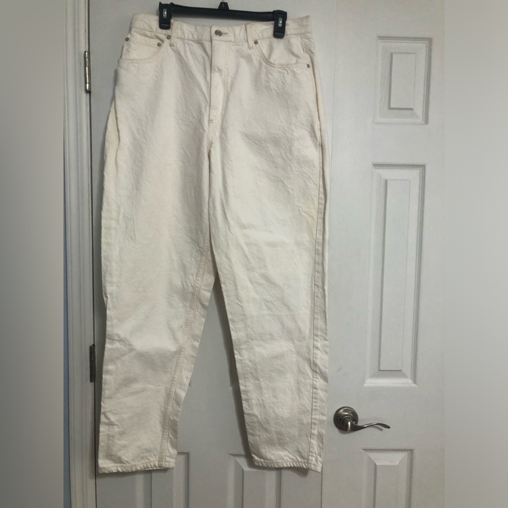 ASOS high rise cream jeans baggy women’s size‎ 34 x 32 100% cotton